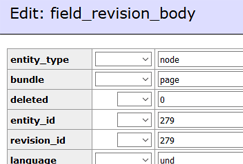 Sucuri database scan example field revision screenshot