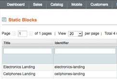 hacked magento admin static blocks screenshot
