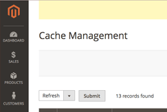 magento cache management change user password screenshot