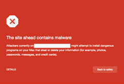 google blocklist warning page