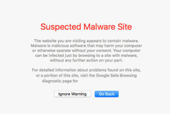 Safari - Suspected malware site