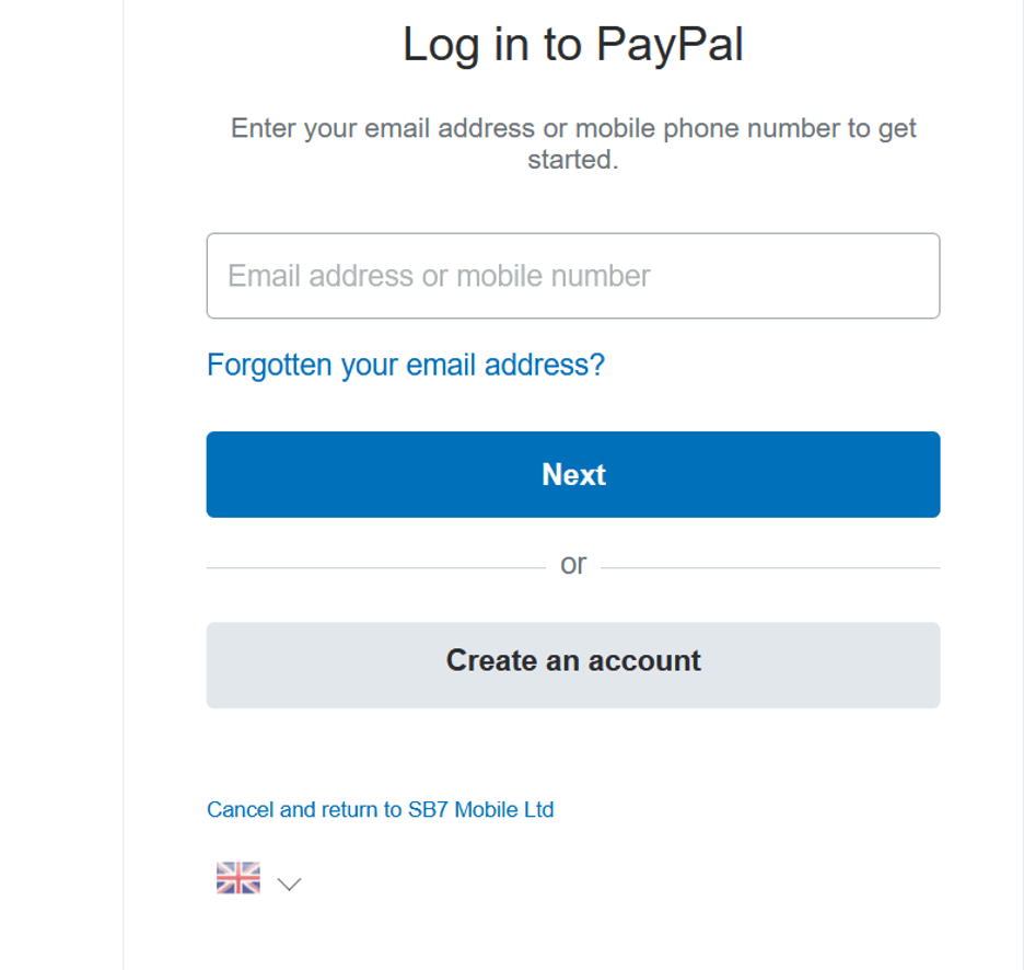 SMS Scam PayPal login