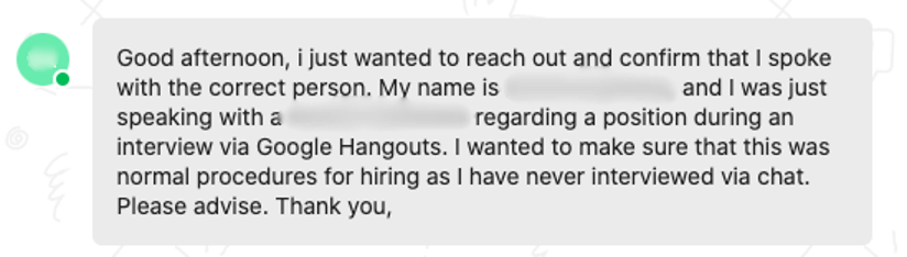 Job scam message