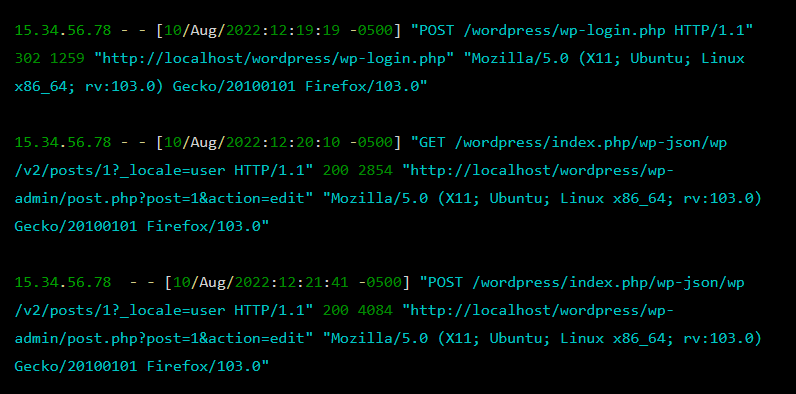 Example of an Apache server log file.