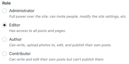 User role in WordPress