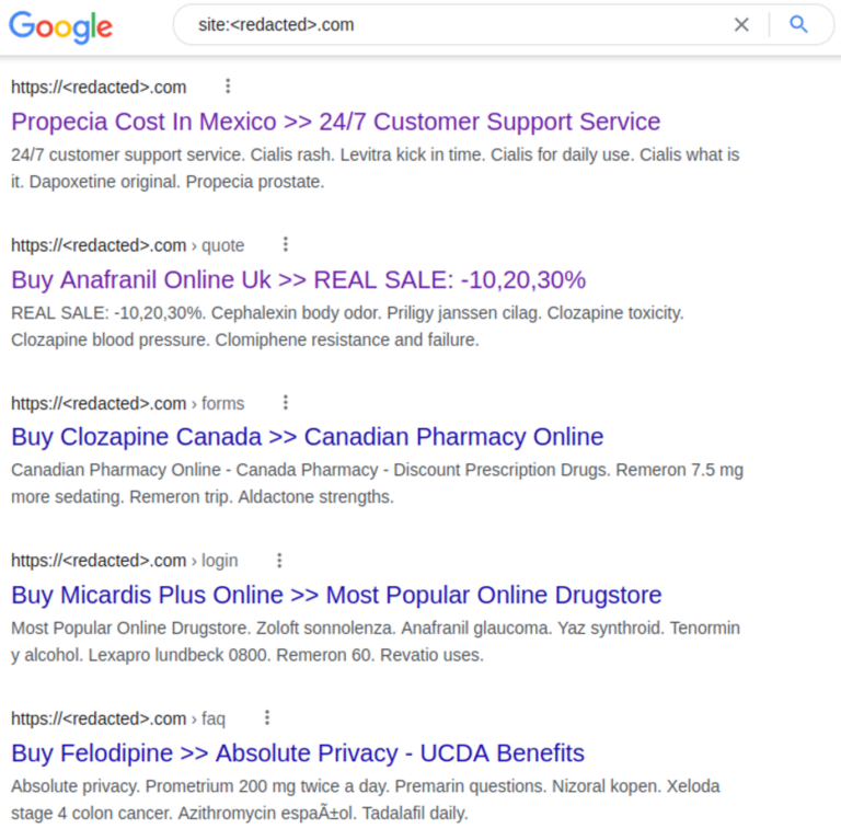 search results show seo spam