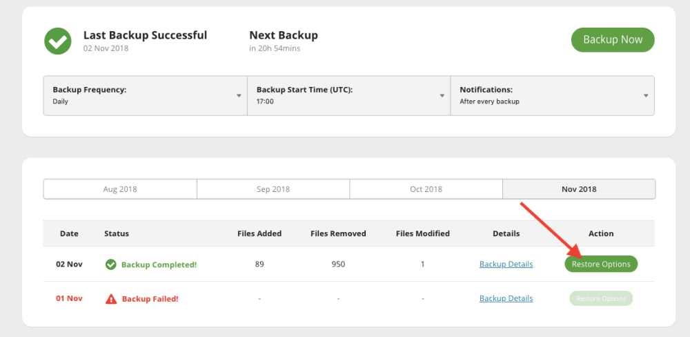 Restore website backups with Sucuri